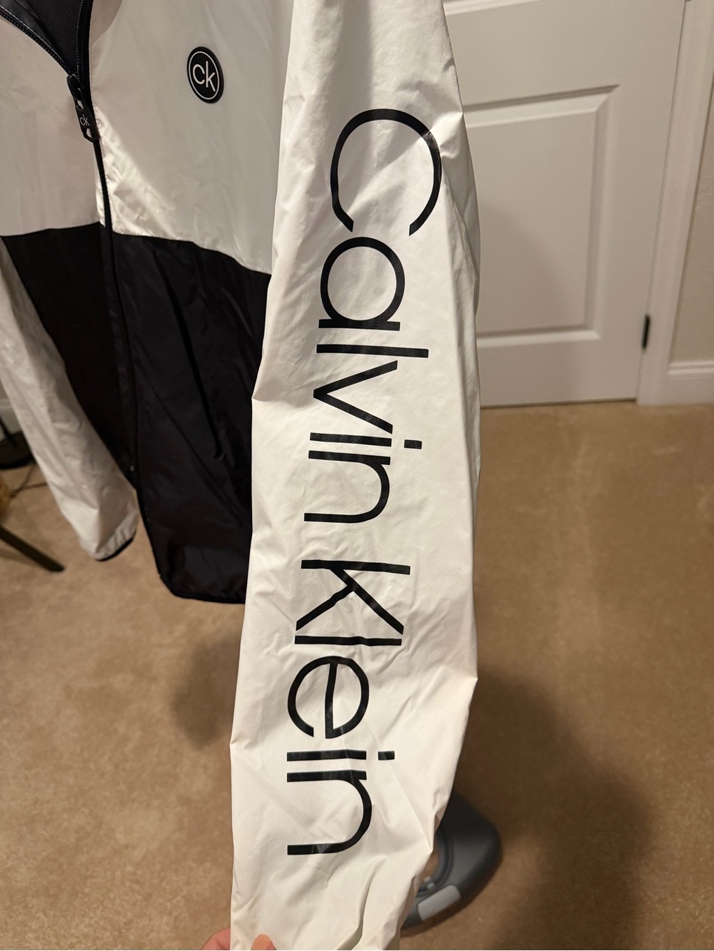 Calvin Klein Black and White Colorblock Windbreaker Jacket - Picture 5 of 10
